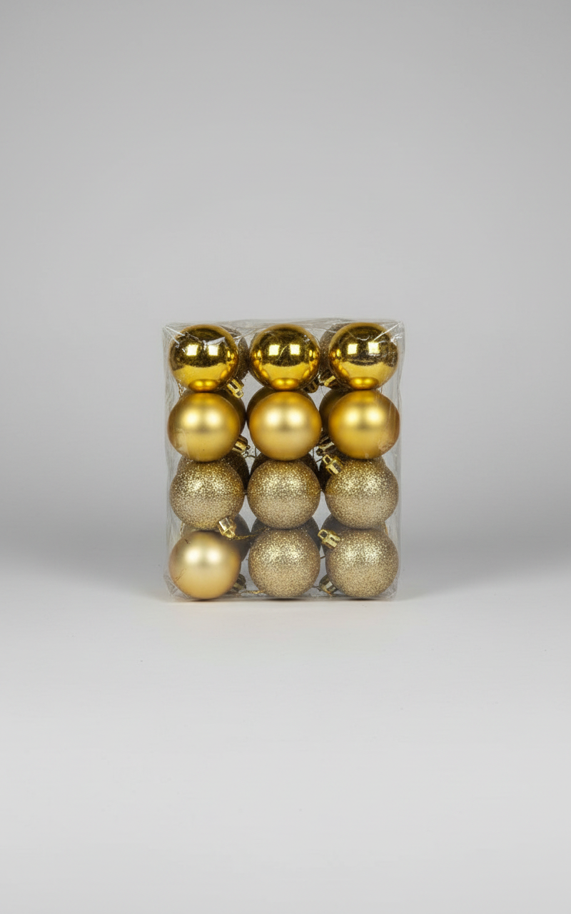 CHRISTMAS 6CM 24 PCS BOX MATTE SHINY GLITTER RED BAUBLES UKH-11-12-0825-35