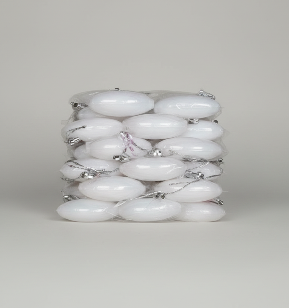 CHRISTMAS 5CM 24 PCS BOX SHINY MATTE WHITE BAUBLES UKH-11-74-0825-37