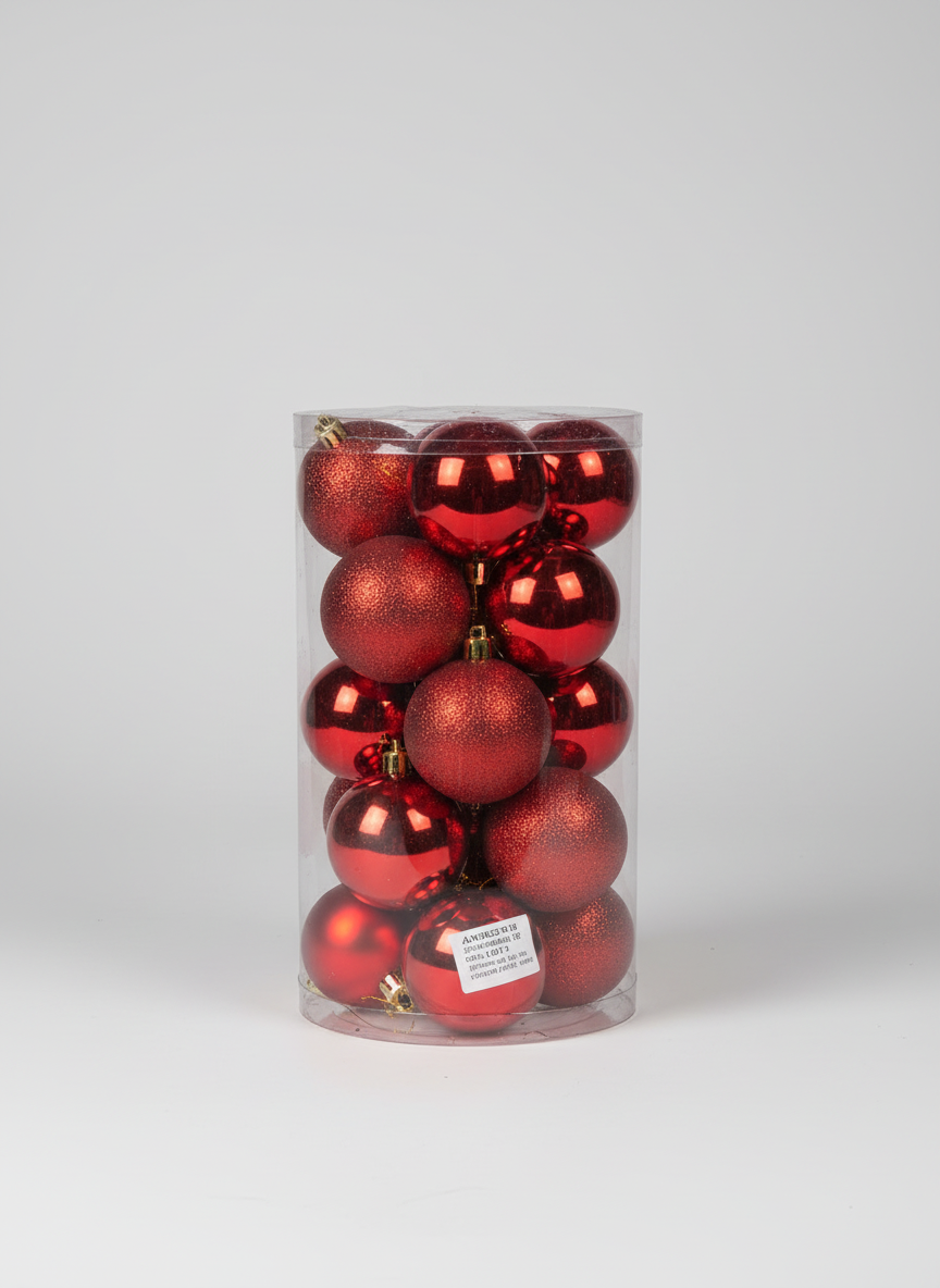 CHRISTMAS 8CM 20 PCS BOX MATTE SHINY GLITTER BAUBLES GOLD UKH-2-18-0925-18