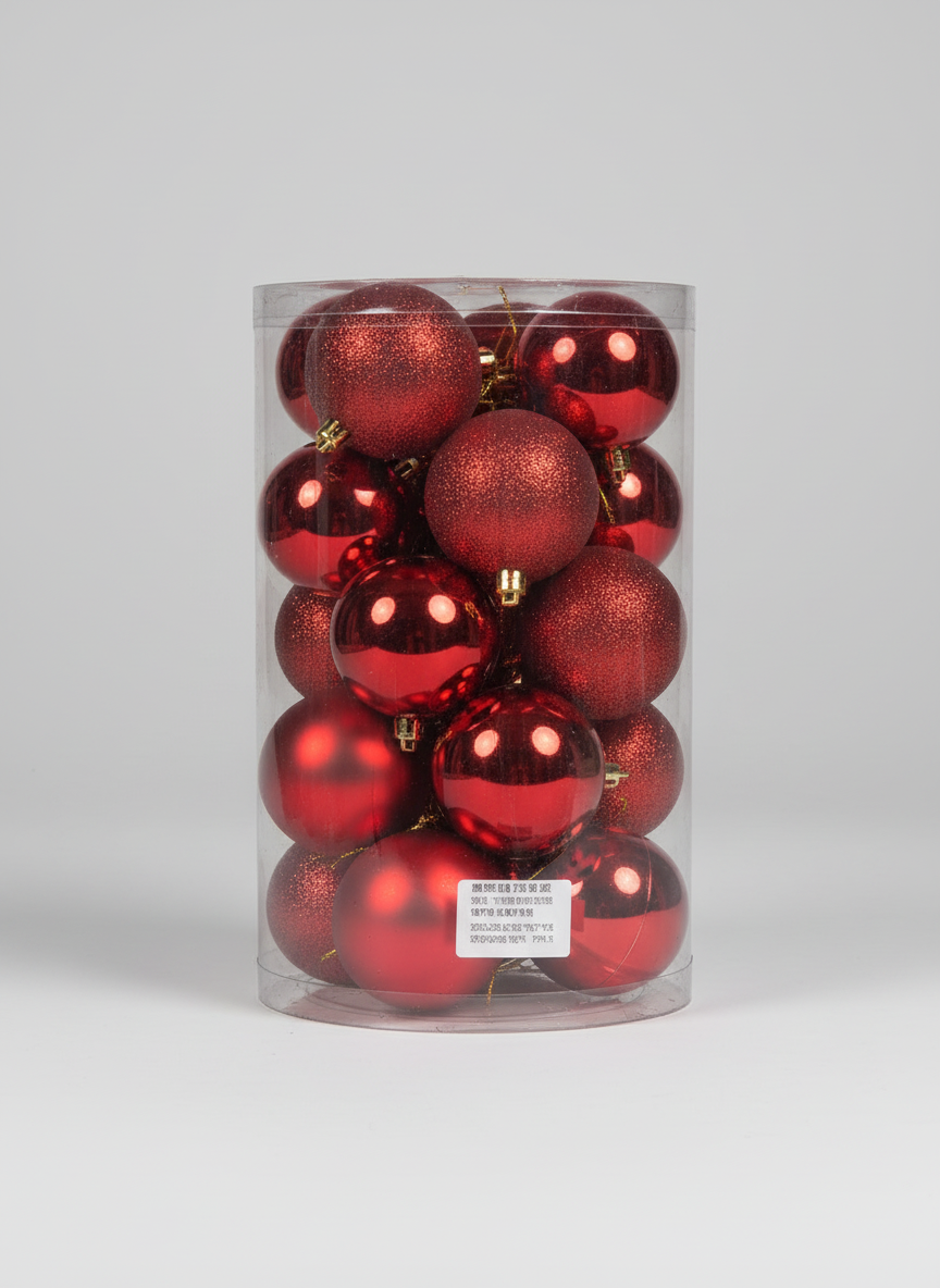 CHRISTMAS 7CM 20 PCS BOX MATTE SHINY GLITTER BAUBLES BLUE UKH-2-9-0925-100