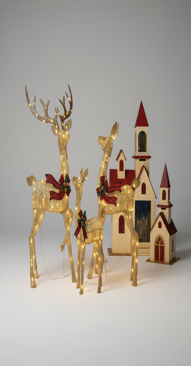 METAL REINDEER W LIGHT 40X13X76 62X19X144 68X20X127 UKH-30-5-0825-49