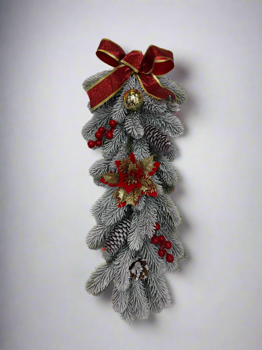 SNOW GARLAND WITH PINES FLOWERS AND CHERRIES 50 CM UKH-6-5-0825-14