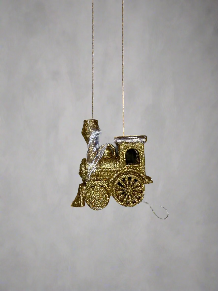 GLITTER TRAIN TREE DECOR GOLD RED UKH-3-4-0825-12