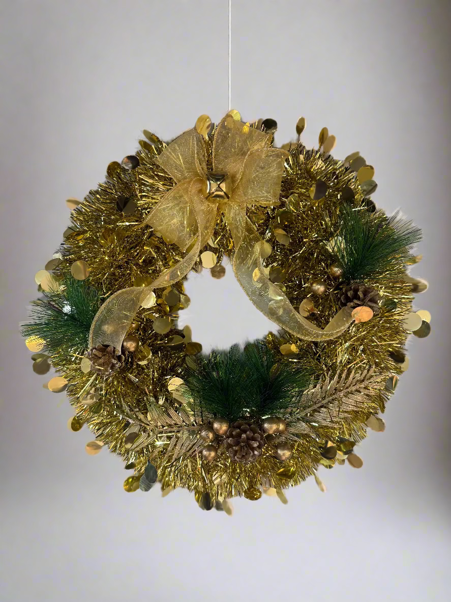 GOLD WREATH WITH DECORATIONS 30 CM UKH-9-1-0825-51