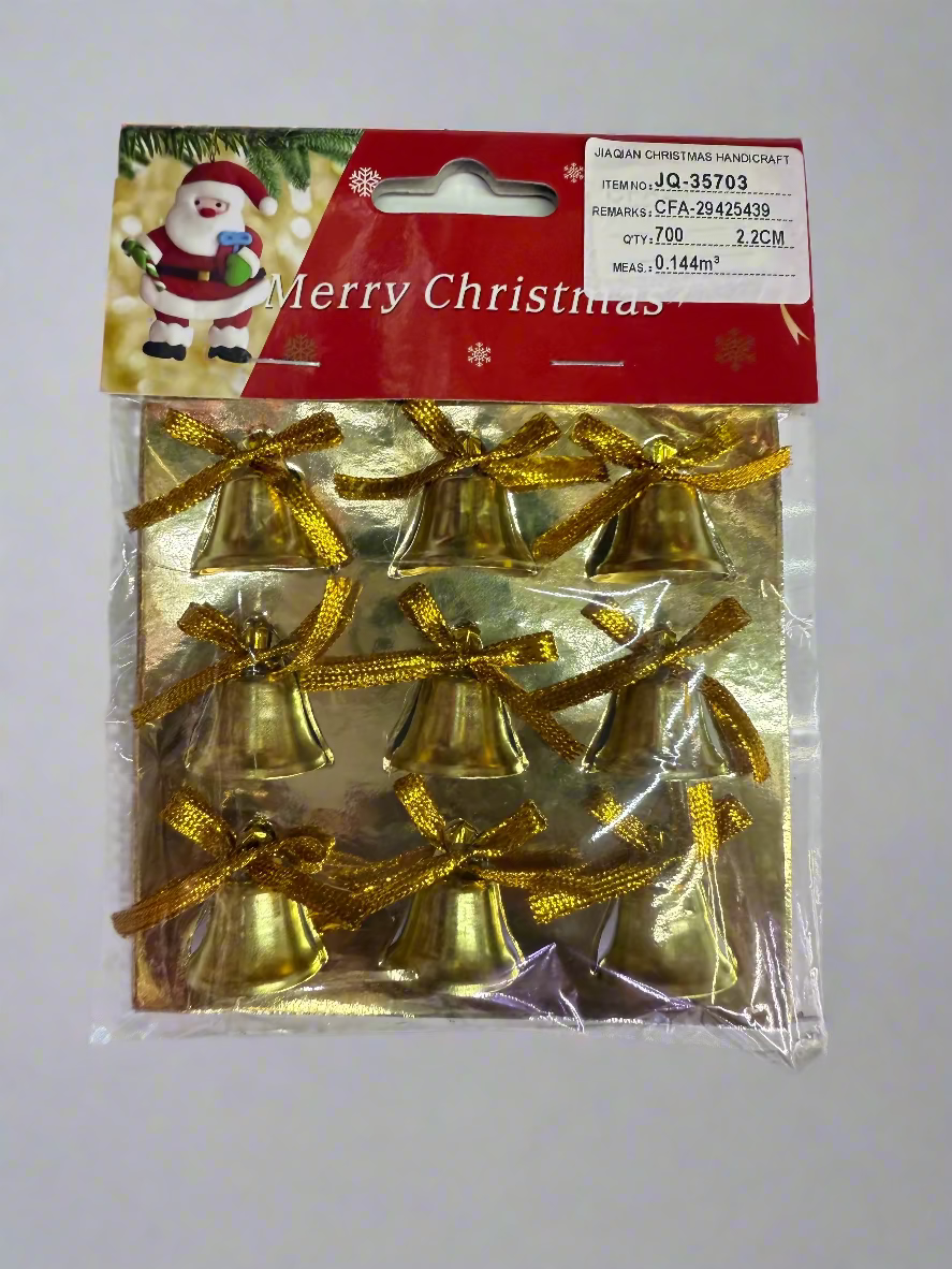 CHRISTMAS BELLS TREE DECORATION 3 CM 9 PCS RED GOLD UKH-23-54-0825-55