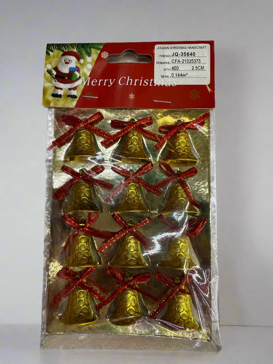 CHRISTMAS BELLS TREE DECORATION 3 CM 12 PCS RED GOLD UKH-23-55-0825-91