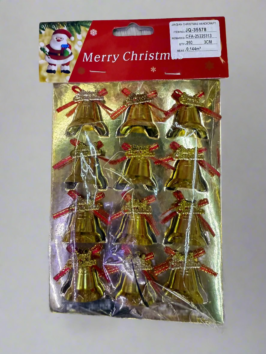 CHRISTMAS BELLS TREE DECORATION 4 CM 12 PCS RED GOLD UKH-23-57-0825-90