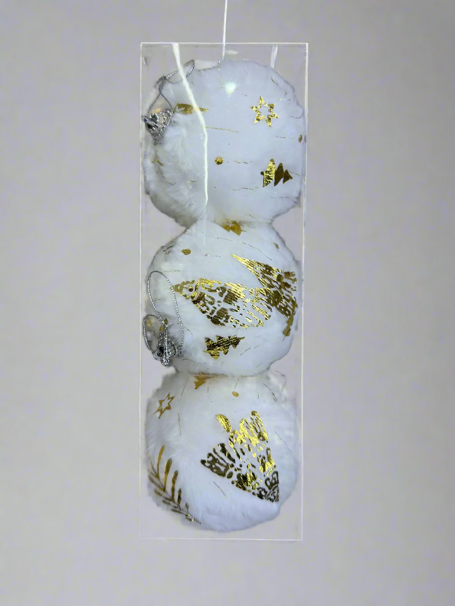 CHRISTMAS 8 CM 3 PCS BAUBLES WHITE UKH-23-91-0825-72