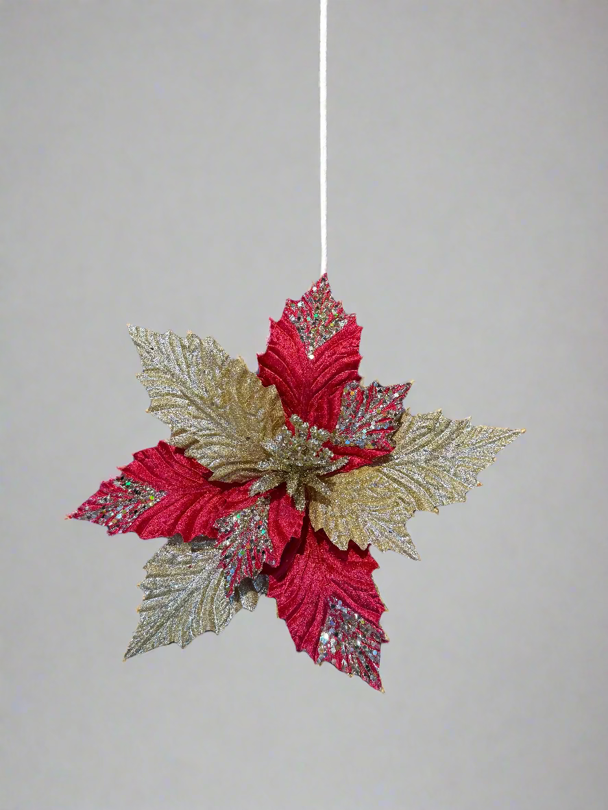 RED AND GOLD CHRISTMAS FLOWER 28X28CM UKH-35-8-0825-10
