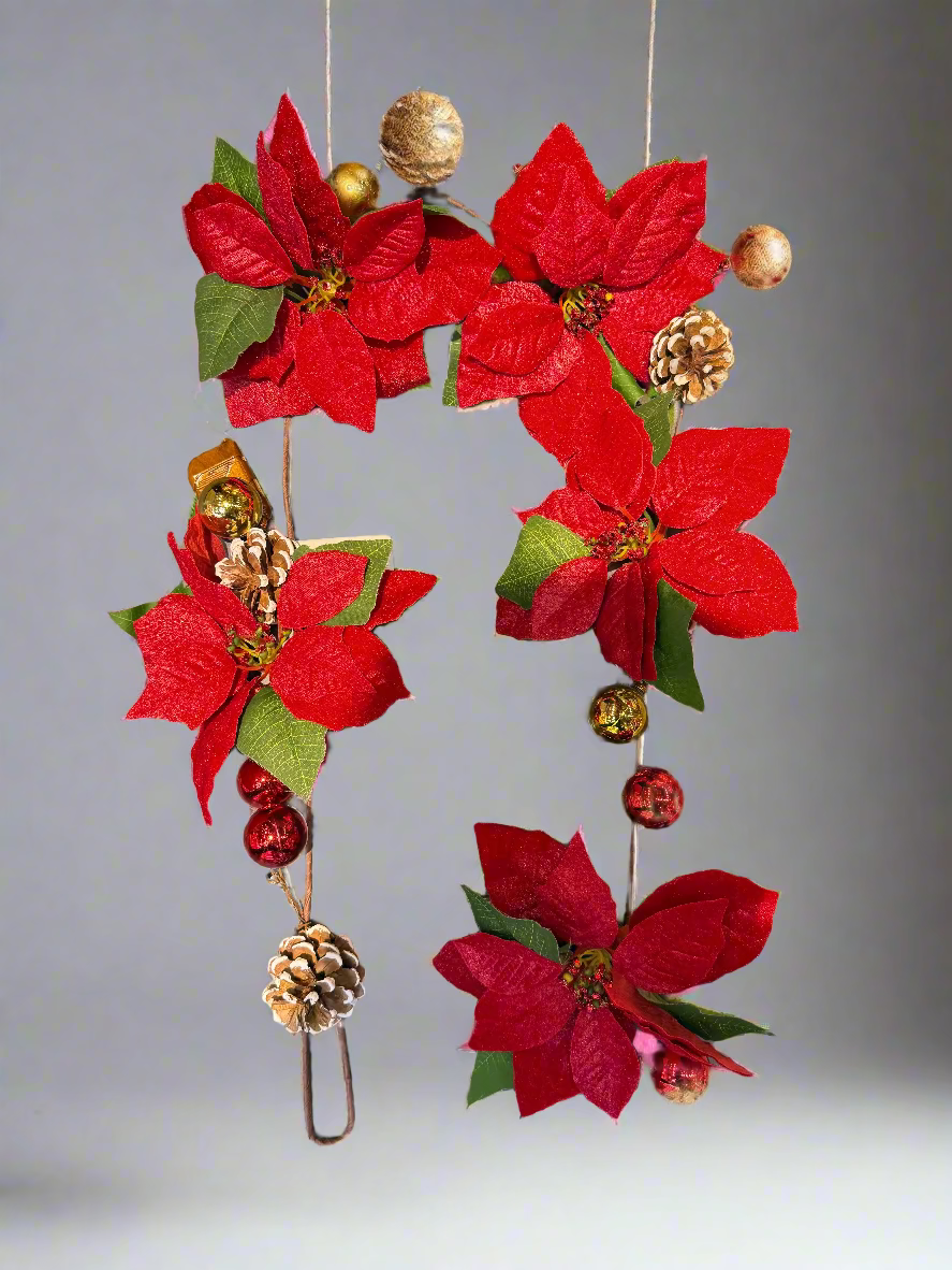 GARLAND WITH FLOWERS PINES AND BAUBLES 1.3M UKH-35-3-0825-41