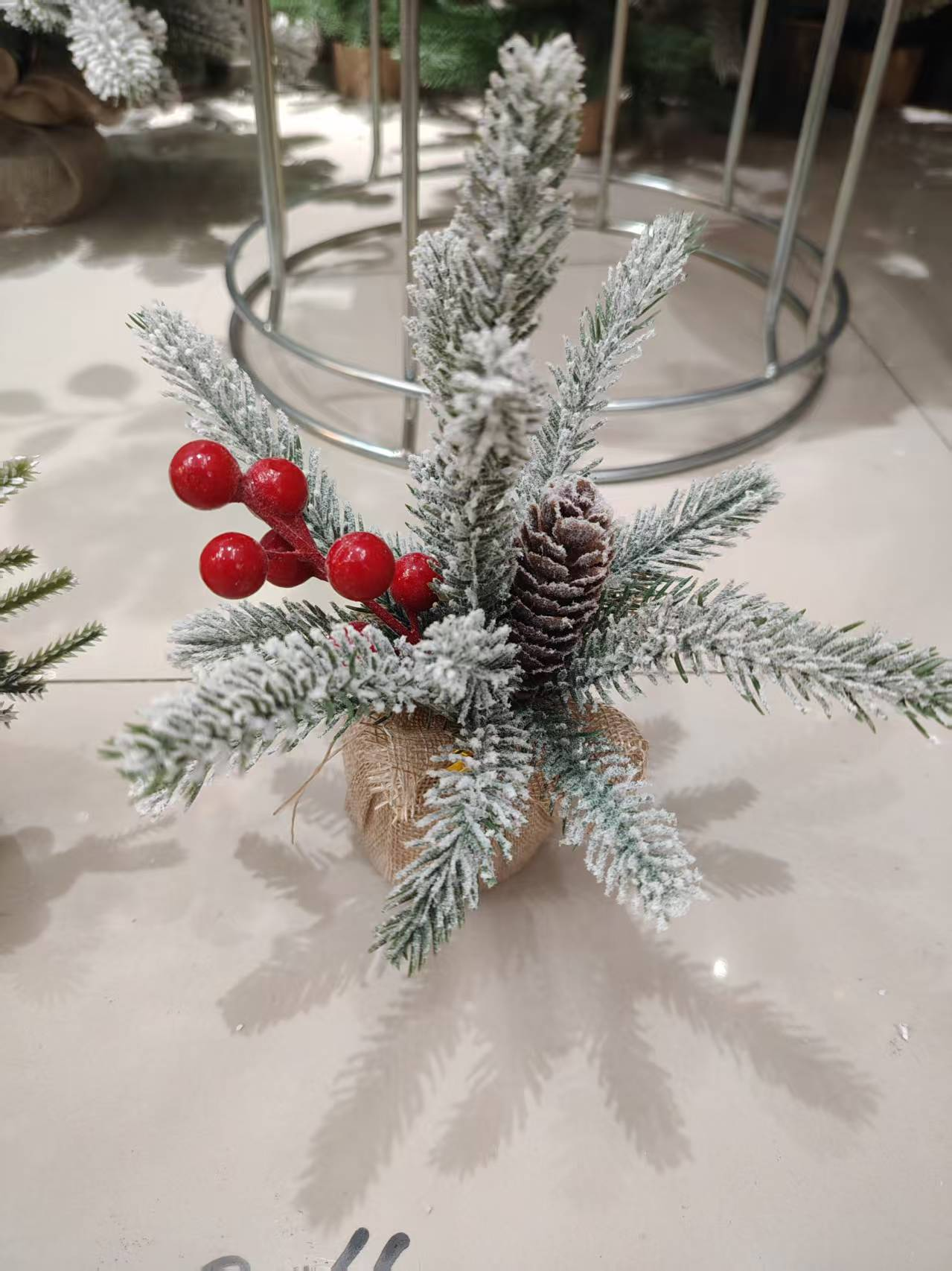 SNOW TREE TABLE TOP DECOR 20 CM WITH WARM LIGHT UKH-6-4-0825-43