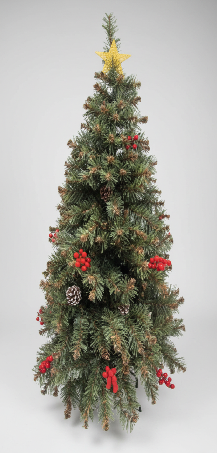 RUSTIC TREE WITH CHERRIES & PINES 240CM UKG-42-10