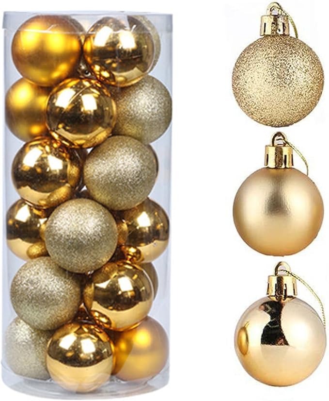 CHRISTMAS 6CM 36 PCS BOX MATTE SHINY GLITTER BAUBLES GOLD 2-23-UKH-0825-100
