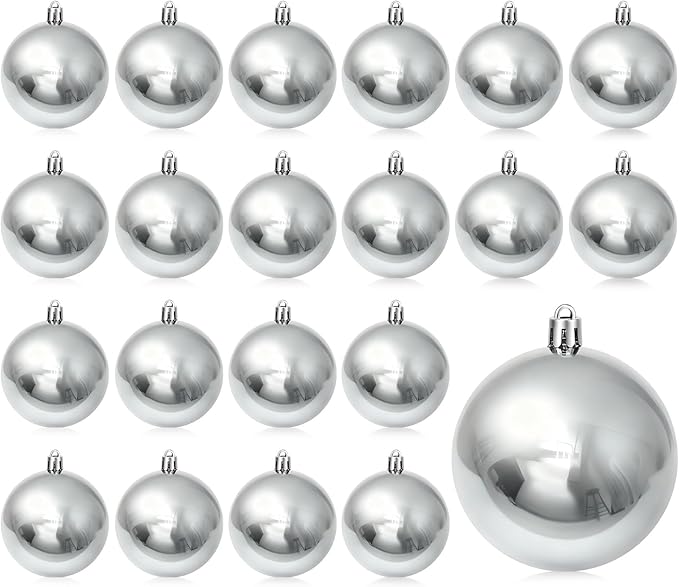 CHRISTMAS 7CM 20 PCS BOX MATTE BAUBLES SILVER UKH-17-3-0825-7