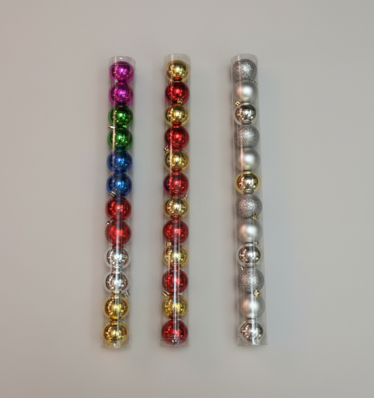 CHRISTMAS 10CM 6 PCS BOX MATTE SHINY GLITTER BLUE BAUBLES  UKH-11-48-0825-94