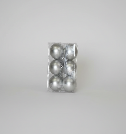 CHRISTMAS 6CM 6 PCS BOX MATTE SILVER BAUBLES  UKH-11-51-0825-54