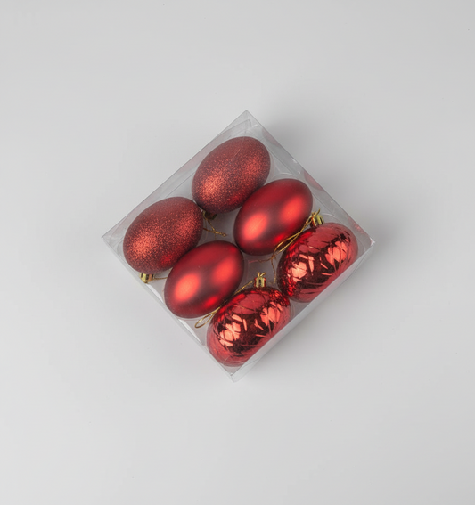 CHRISTMAS 6CM 6 PCS BOX MATTE SHINY GLITTER BLUE BAUBLES  UKH-11-58-0825-61