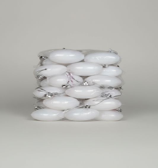 CHRISTMAS 5CM 24 PCS BOX SHINY MATTE WHITE BAUBLES  UKH-11-74-0825-37