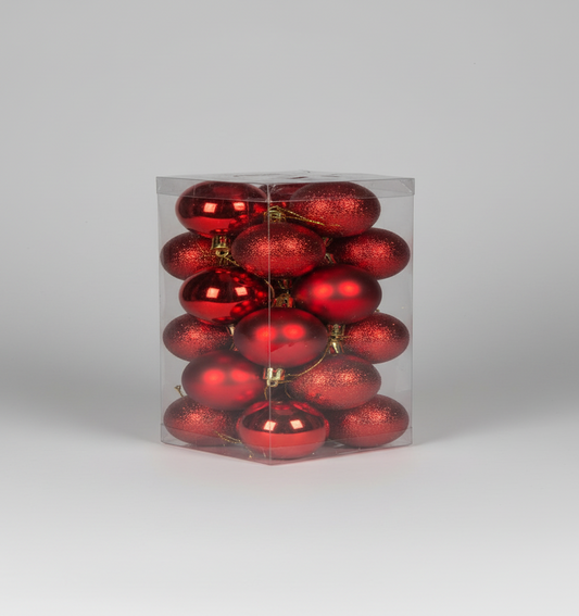 CHRISTMAS 6CM 24 PCS BOX MATTE SHINY GLITTER SILVER BAUBLES  UKH-11-82-0825-8