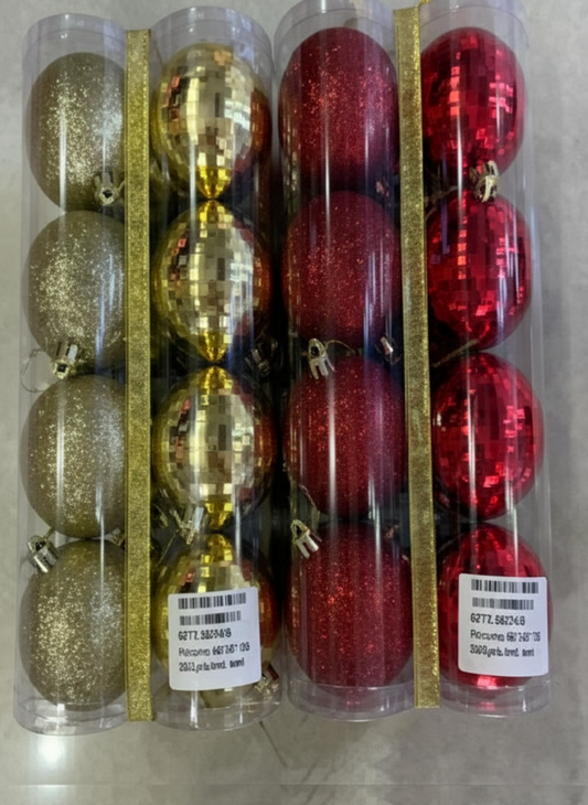 CHRISTMAS 6CM 16 PCS BOX SHINY GLITTER BAUBLES BLUE UKH-2-14-0925-70