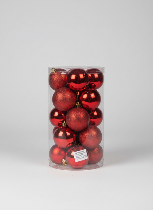 CHRISTMAS 8CM 20 PCS BOX MATTE SHINY GLITTER BAUBLES GOLD UKH-2-18-0925-18