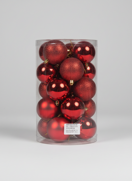 CHRISTMAS 7CM 20 PCS BOX MATTE SHINY GLITTER BAUBLES BLUE UKH-2-9-0925-100