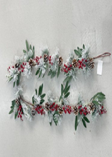 SNOW TIPPED GARLAND WITH PINES AND CHERRIES 1.8 M UKH-21-24-0825-64