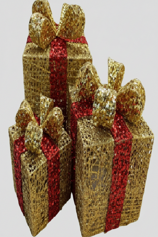 LIGHTING GIFT BOX SET OF 3 15CM 20CM 25CM GOLD UKH-25-1-0825-31