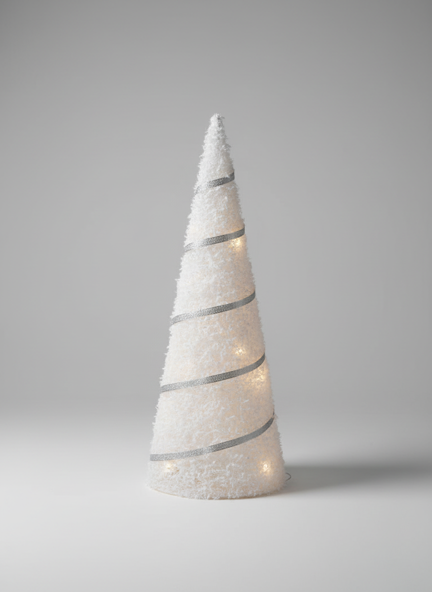 SNOW FROSTED CONE TREE WARM LIGHT SET OF 3 40 CM 60 CM 80 CM UKH-25-14-0825-5