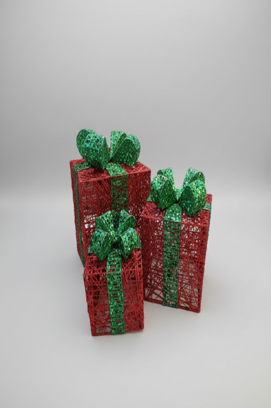 LIGHTING GIFT BOX SET OF 3 15CM 20CM 25CM RED UKH-25-2-0825-56