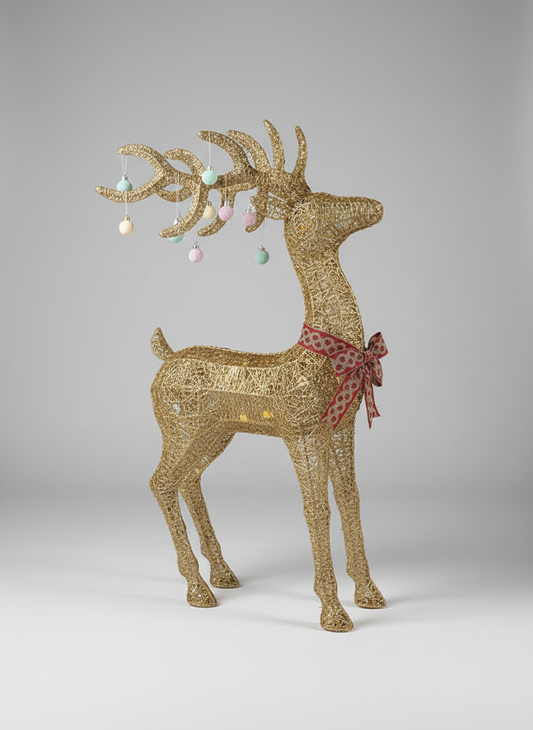 REINDEER FIGURINE GOLD METAL 1.2 M WARM LIGHT UKH-25-23-0825-13