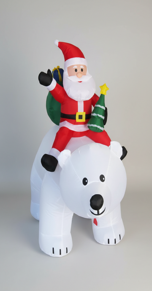 INFLATABLE MOVING SANTA ON POLAR BEAR FIGURINE 2X1.8M UKH-26-4-0825-25