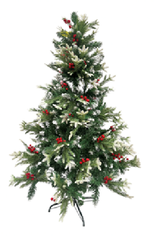 SNOW TIPPED CHRISTMAS TREE WITH PINES AND CHERRIES 4 FEET 280 TIPS UKH-29-27-0825-61