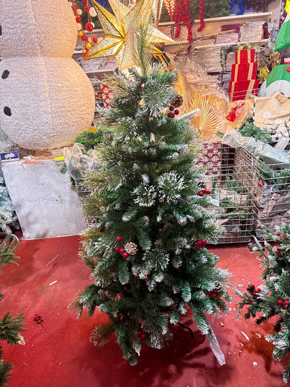 SNOW FROSTED BUSH WITH CHERRIES AND PINES 5 FEET 438t UKH-44-7