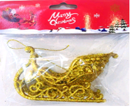 GLITTER CHARIOT TREE DECOR GOLD RED UKH-3-6-0825-39