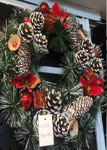 SNOW FLAKED CHRISTMAS WREATH 40 CM WITH DECORATIONS