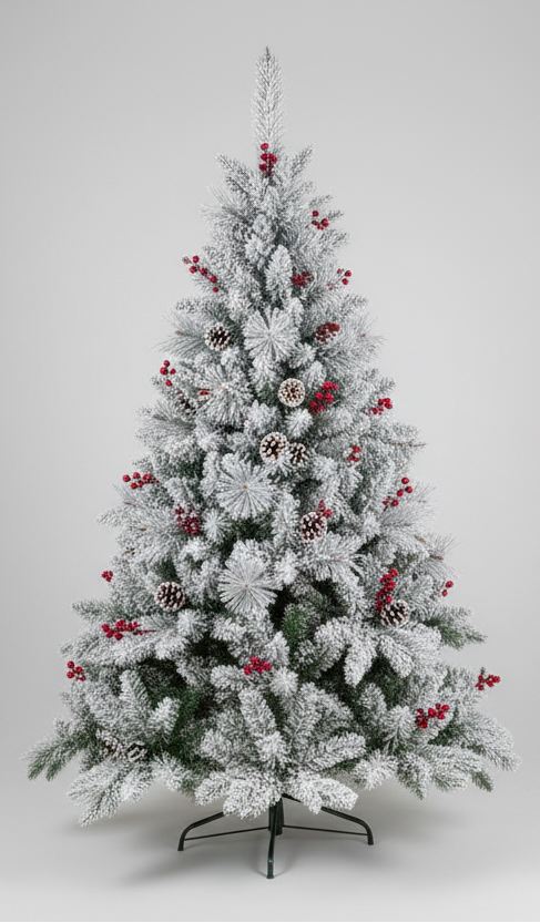 SNOW FROSTED WITH CHERRIES AND CONE 8 FEET 1148 TIPS UKH-44-10-0825-52