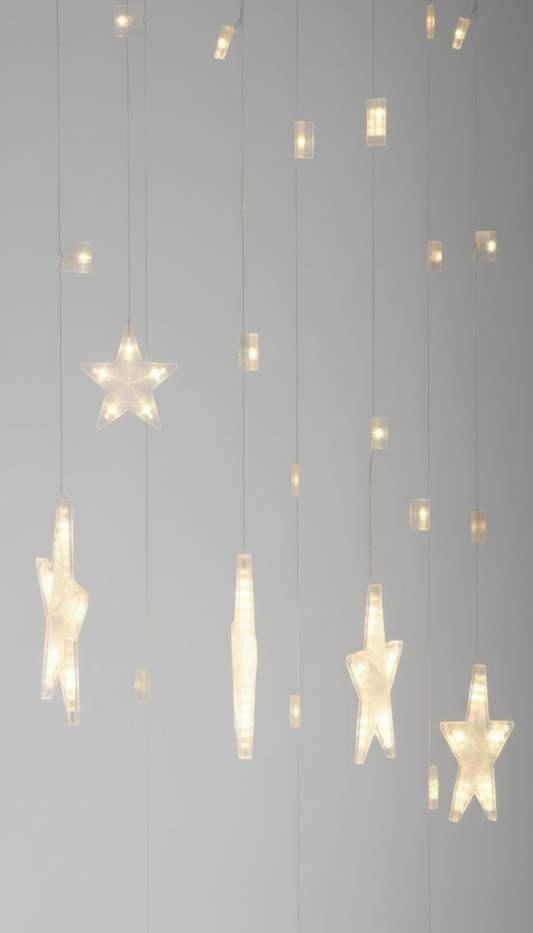 12 snowflakes, five stars, warm. ukh-46-6