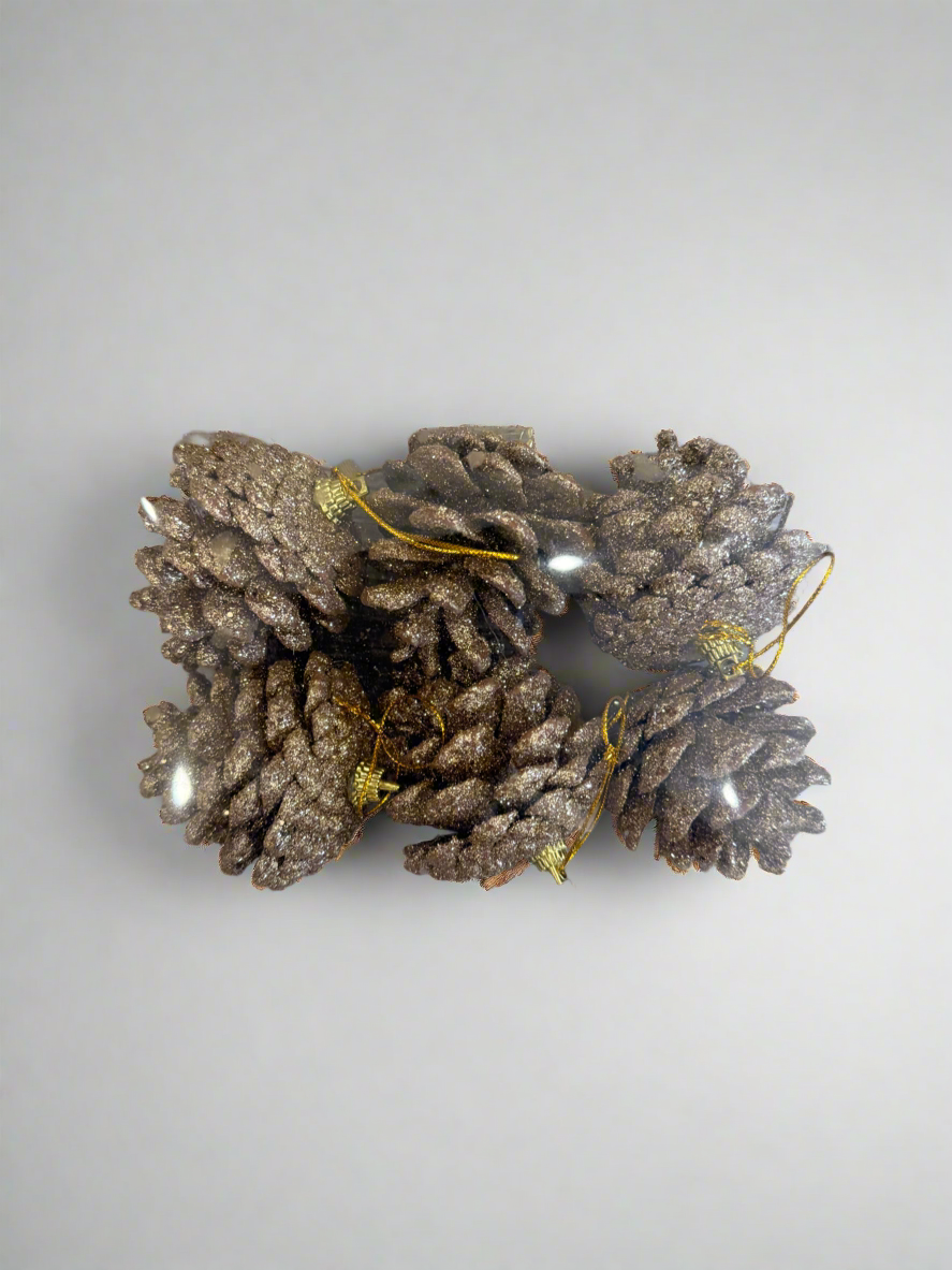 PINE CONE GLITTER SET OF 6  UKH-1-5-0825-710