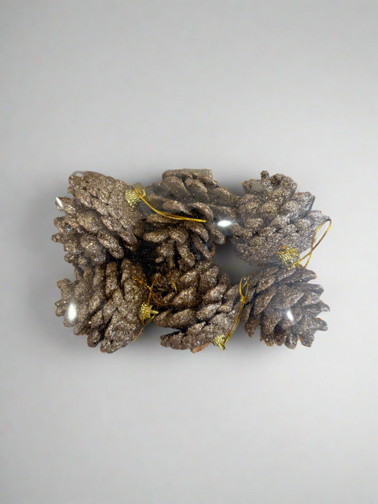 PINE CONE GLITTER SET OF 6  UKH-1-5-0825-710