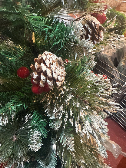 SNOW FROSTED BUSH WITH CHERRIES AND PINES 5 FEET 438t UKH-44-7