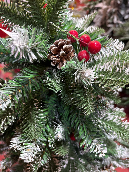 SNOW FROSTED BUSH WITH CHERRIES AND PINES 7 FEET 938t UKH-44-9