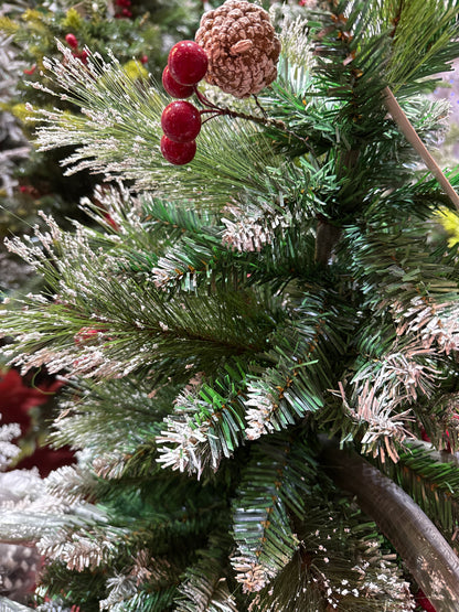 SNOW FROSTED BUSH WITH CHERRIES AND PINES 4 FEET 258t UKH-44-6
