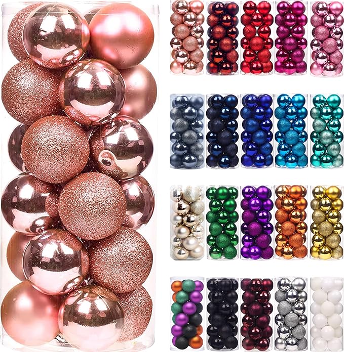 CHRISTMAS 10 CM 20 PCS BOX MATTE SHINY GLITTER BAUBLES GOLD UKH-17-8-0825-7