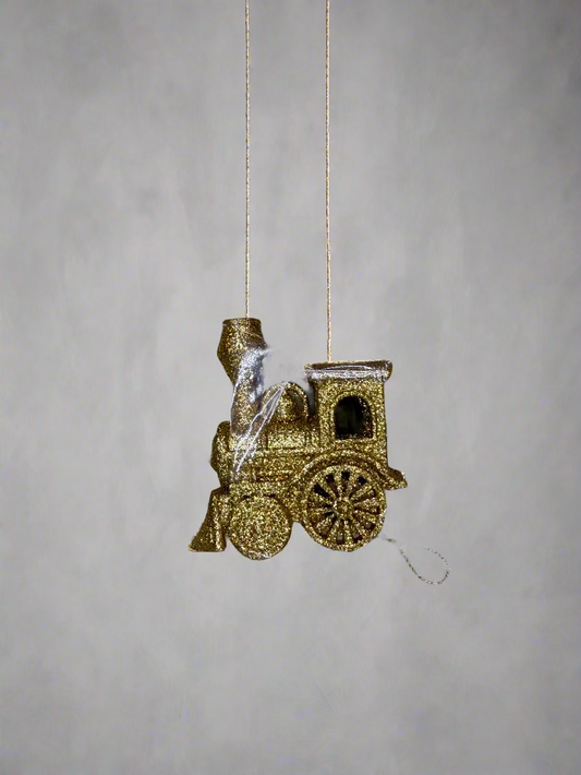 GLITTER TRAIN TREE DECOR GOLD RED UKH-3-4-0825-12