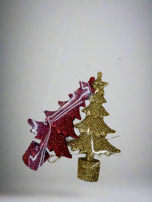 GLITTER TREE TREE DECOR SET OF 2 UKH-3-5-0825-1