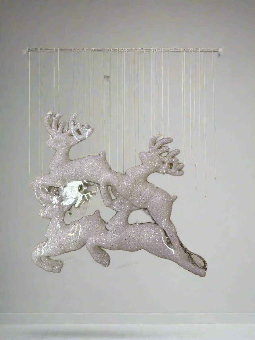 REINDEER SNOW GLITTER SET OF 4  UKH-3-14-0825-83