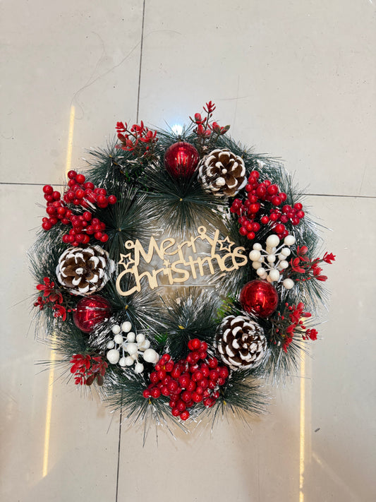 SNOW FLAKED CHRISTMAS WREATH 30 CM  WITH DECORATIONS UKH-4-2-0825-20