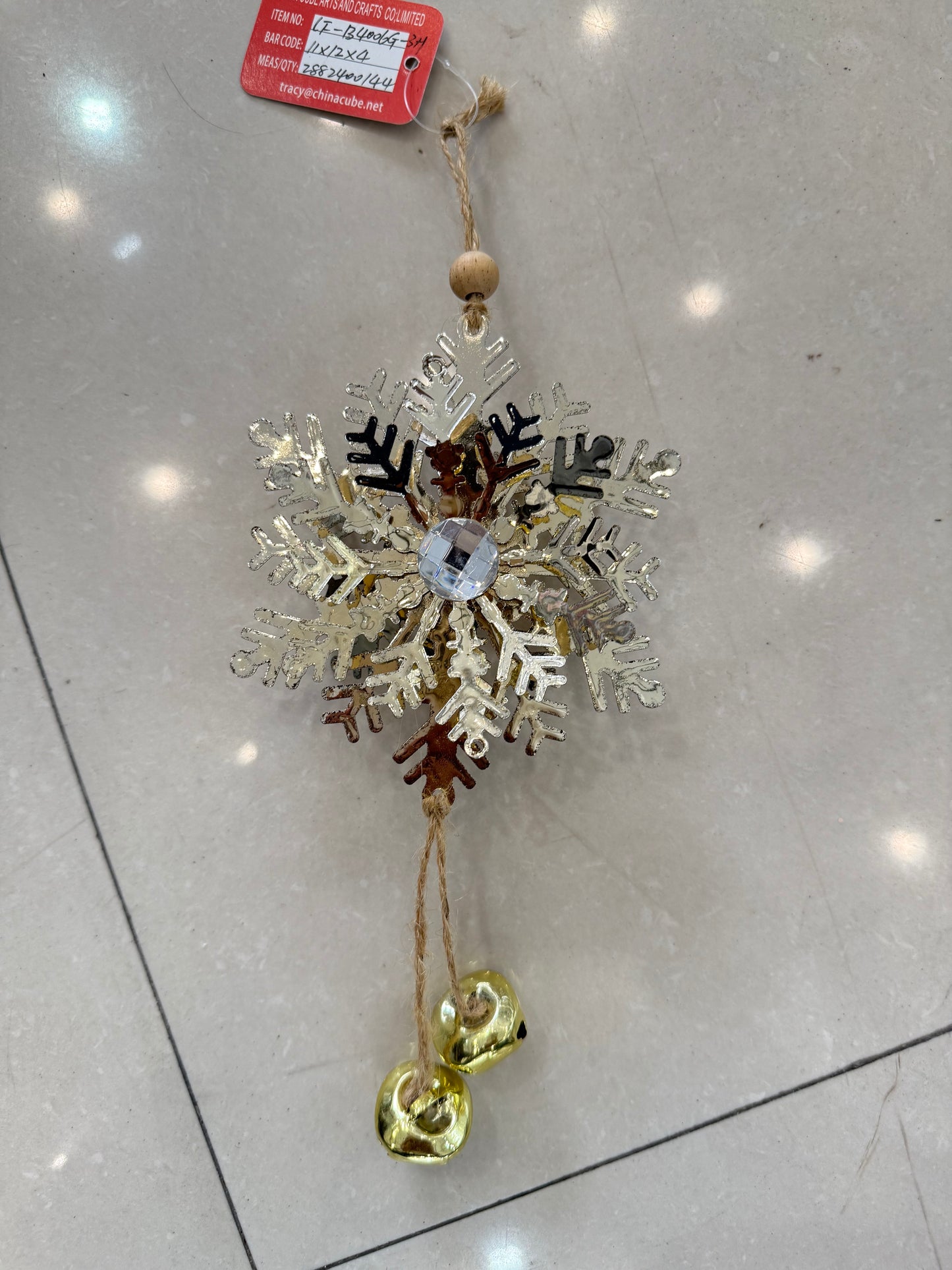 GOLD METAL 3D SNOWFLAKE TREE DECOR UKH-5-14-0825-97