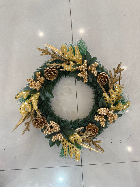 WREATH WITH GOLD DECORATIONS 30 CM  UKH-5-16-0825-27